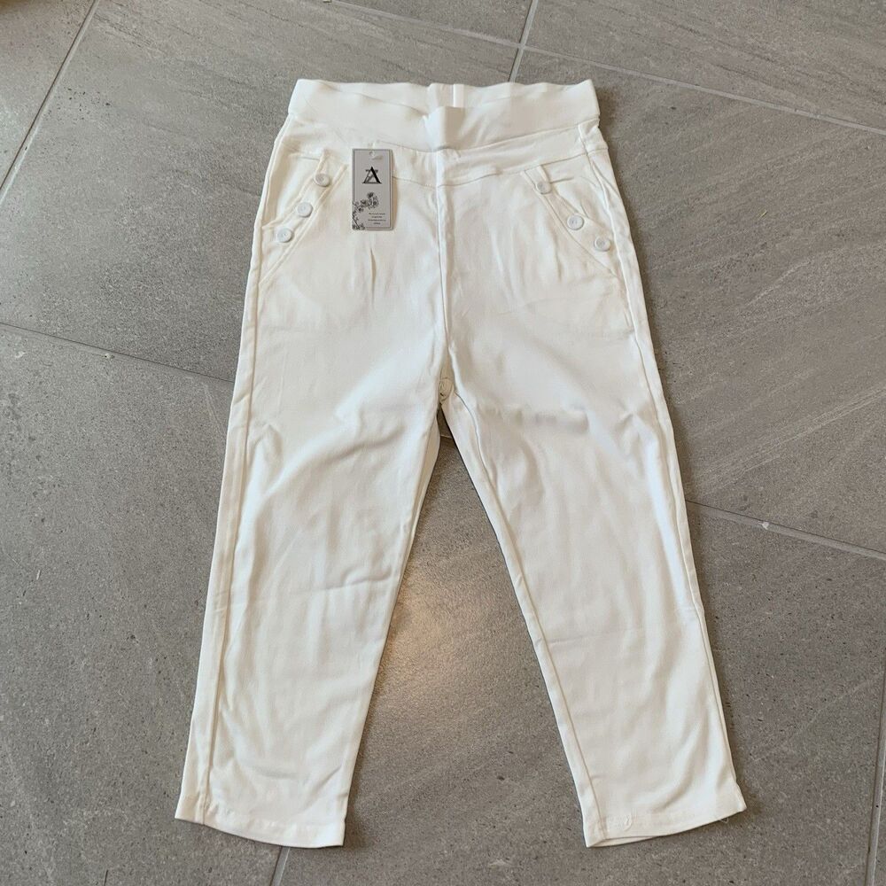 Girls Capri Ankle White High Waisted  Jeggings Size L NWT